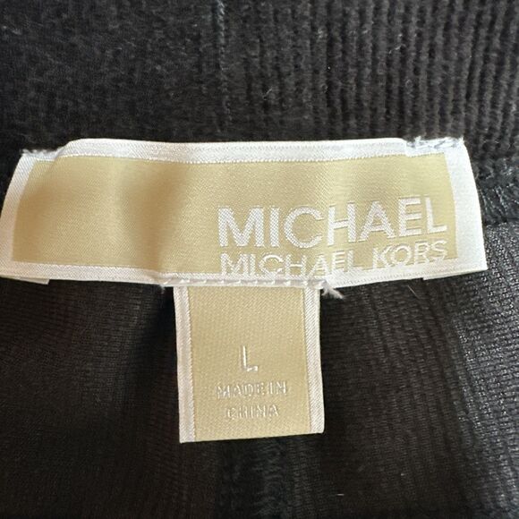 Michael Kors Premium Legging Pants Black Plush Ankle Corduroy Pockets Large - Picture 7 of 10